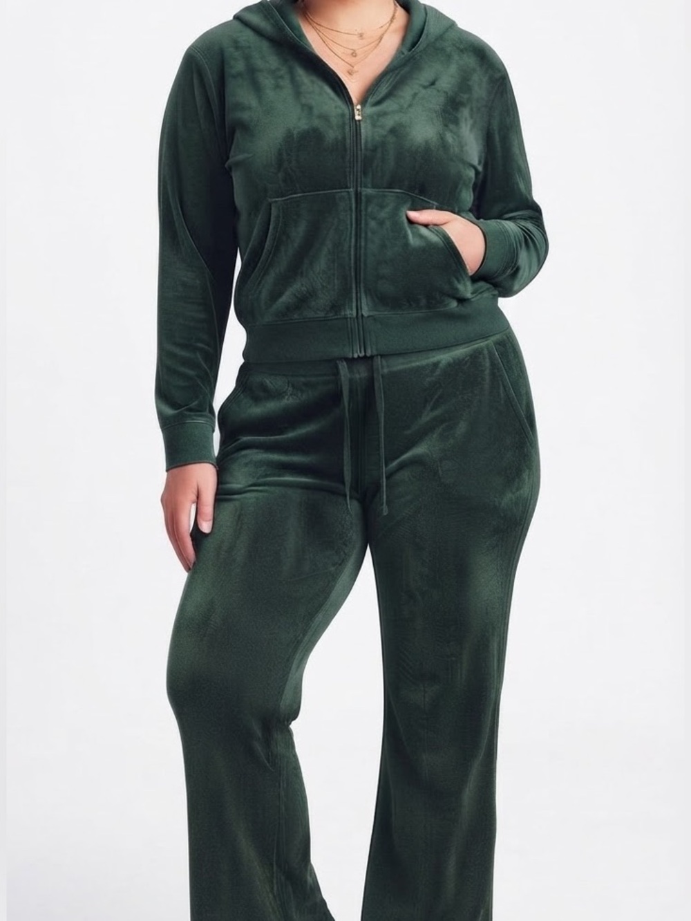 Aerie Real Obsessed Velour Cropped Hoodie + Flare Leg Tracksuit - Large - Green